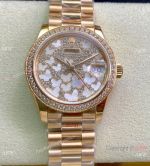 Swiss Copy Rolex Datejust Butterfly Dial Rose Gold President Watch 31mm